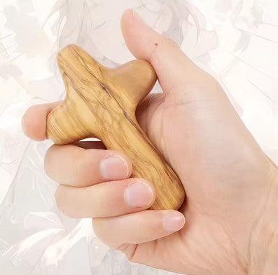 Hand Held Pocket Olive Wood Comfort Prayer Cross From The Holy Land- Four Inches