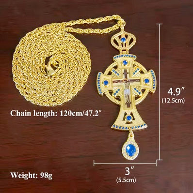 Luxury Orthodox Gold Plated Pectoral Ceremonial Cross Icon