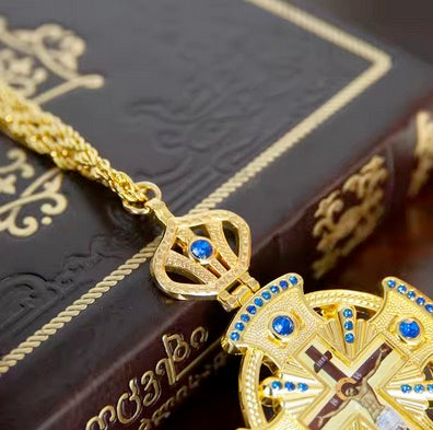 Luxury Orthodox Gold Plated Pectoral Ceremonial Cross Icon