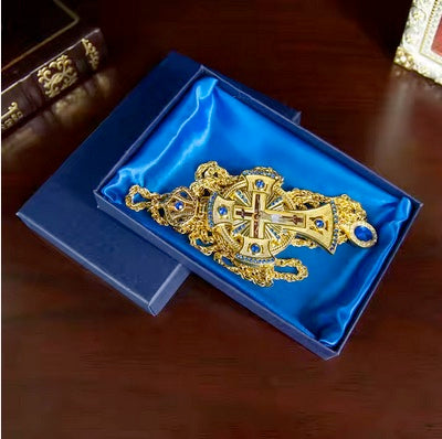 Luxury Orthodox Gold Plated Pectoral Ceremonial Cross Icon