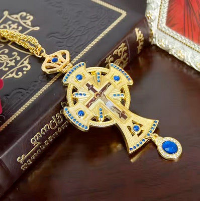 Luxury Orthodox Gold Plated Pectoral Ceremonial Cross Icon