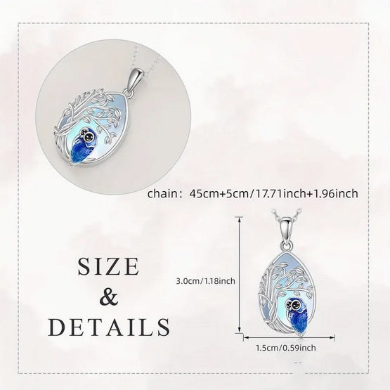 Blue Owl Tree Of Life Necklace And Earring Set