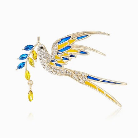 Elegant Rhinestone Peace And Holy Spirit Dove Brooch