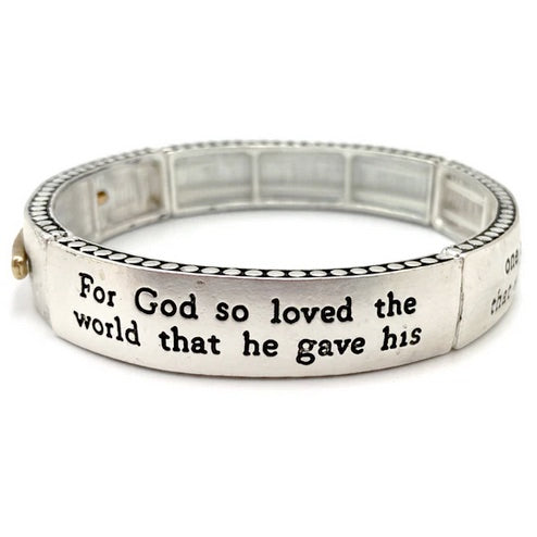 Bible Prayer John 3:16 Cross Bar Stretch Bracelet