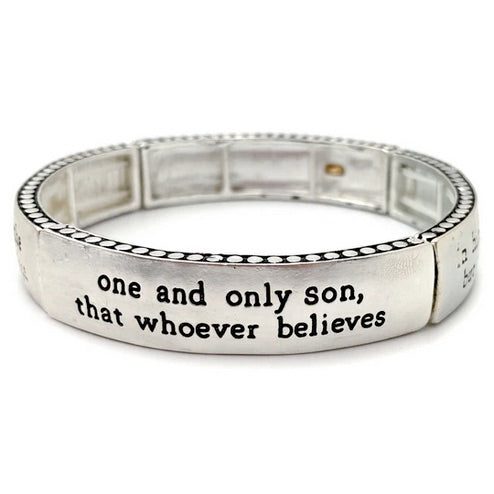Bible Prayer John 3:16 Cross Bar Stretch Bracelet