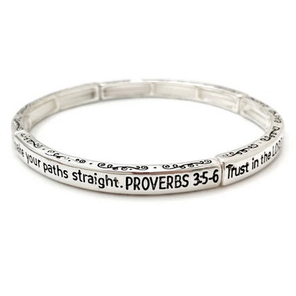 Engraved Proverbs 3:5-6 Stretch Bracelet