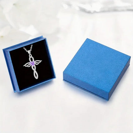 Purple Heart Guardian Angle Wing Cross