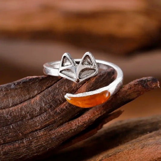 Red Fox Tail Ring- Self Adjustable