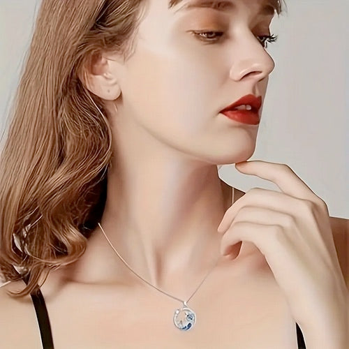 Ocean-Inspired Zirconia Sea Wave & Turtle Pendant Necklace