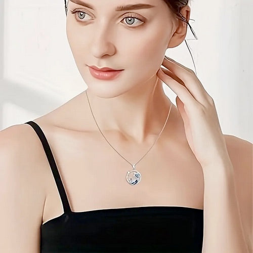Ocean-Inspired Zirconia Sea Wave & Turtle Pendant Necklace