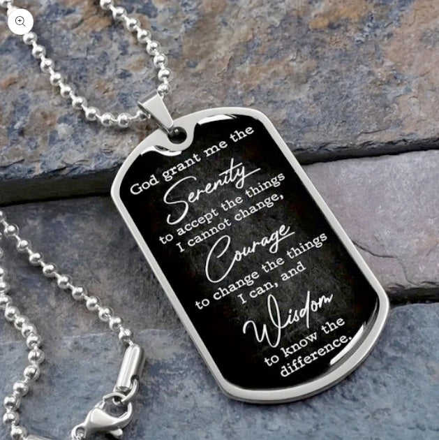 Serenity Prayer Black Necklace And Ring Set