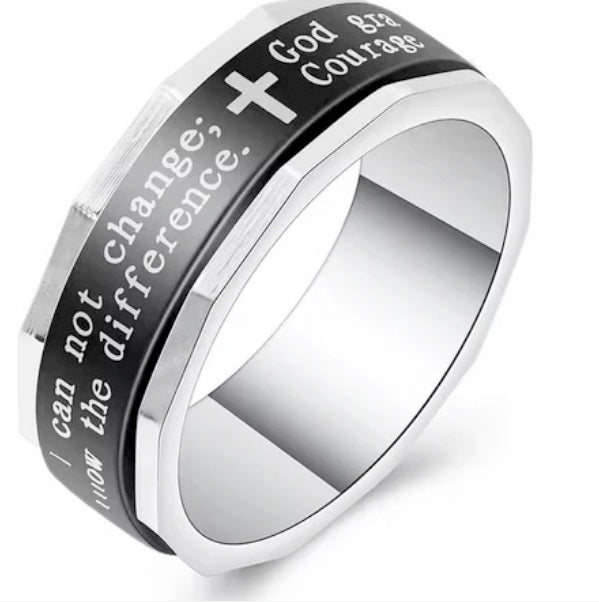 Serenity Prayer Black Necklace And Ring Set