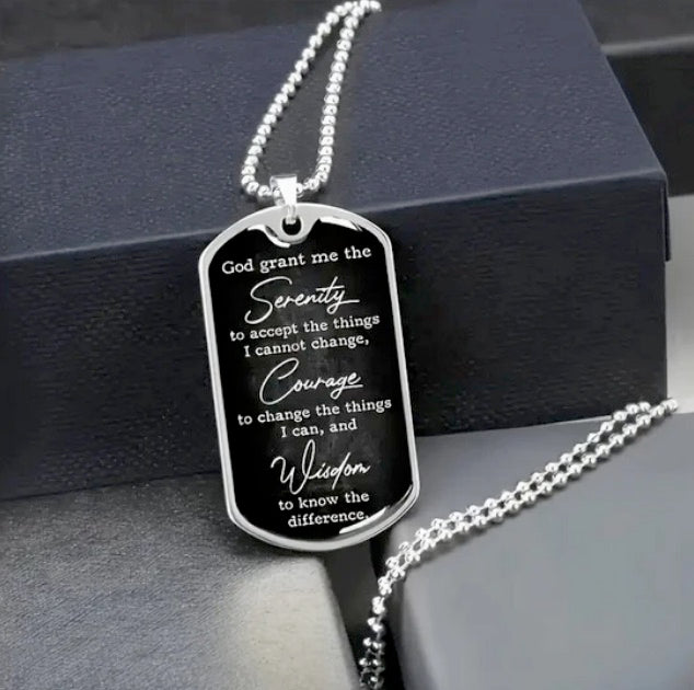 Serenity Prayer Black Necklace And Ring Set