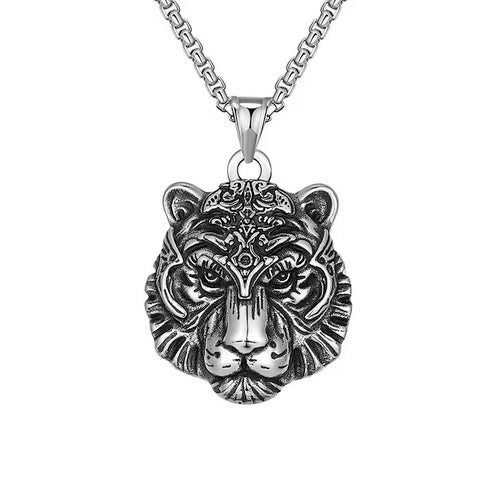 Silver Tiger Head Necklace With Nice 18 Inch Box Chain