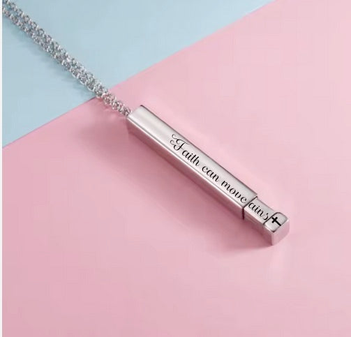 Faith Can Move Mountains Cross Slidebar Necklace