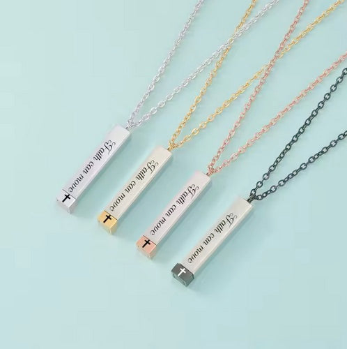 Faith Can Move Mountains Cross Slidebar Necklace