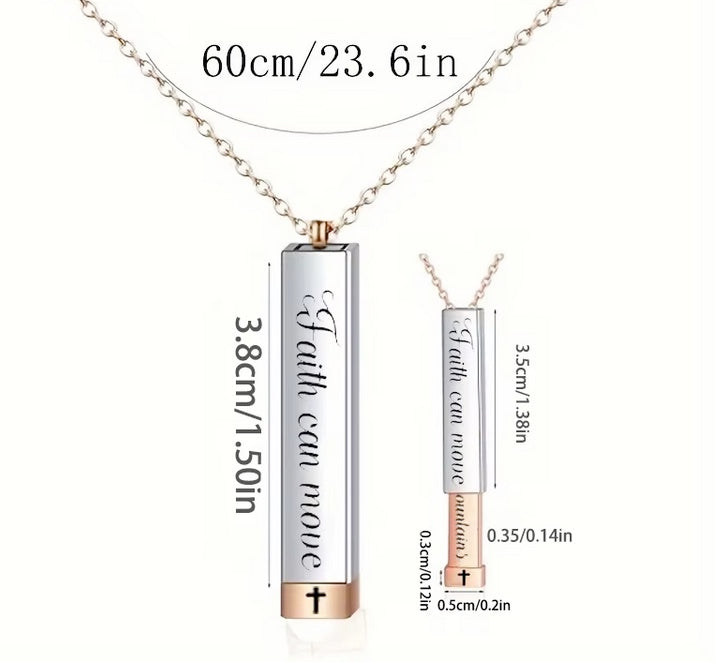 Faith Can Move Mountains Cross Slidebar Necklace