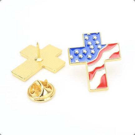 Small American Flag Cross Pin