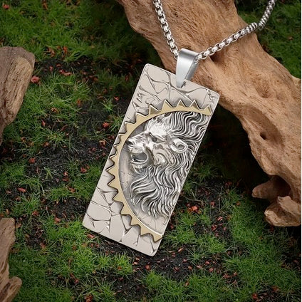 Two Tone Non Tarnish Stainless Steel Lion Necklace