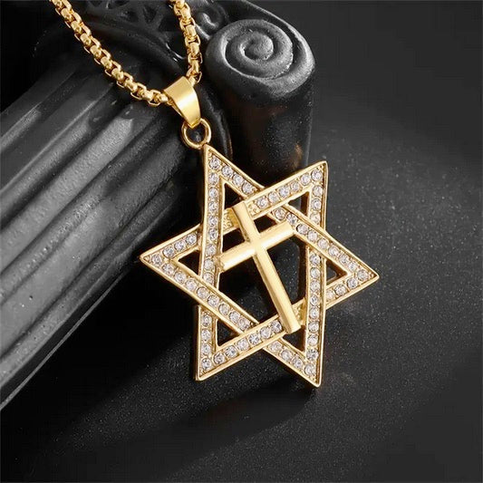 Star of David Cross CZ Necklace