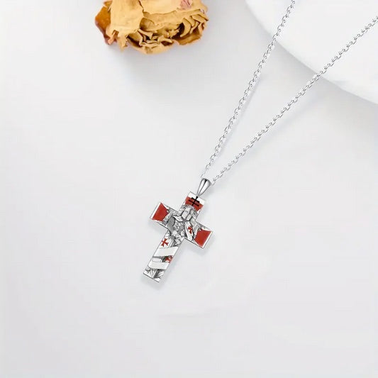Knight Templar Prayer Cross Necklace