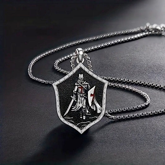 Knight Templar Armor Warrior Shield Men's Necklace
