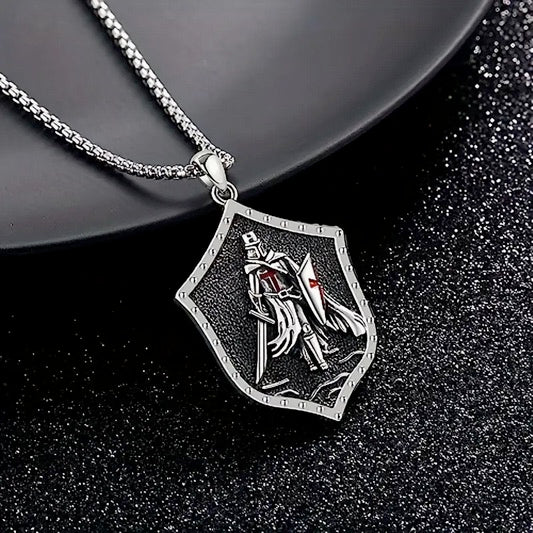 Knight Templar Armor Warrior Shield Men's Necklace