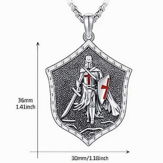 Knight Templar Armor Warrior Shield Men's Necklace