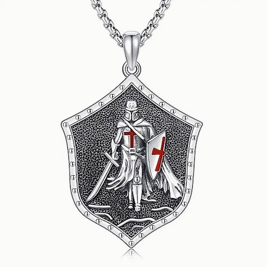 Knight Templar Armor Warrior Shield Men's Necklace