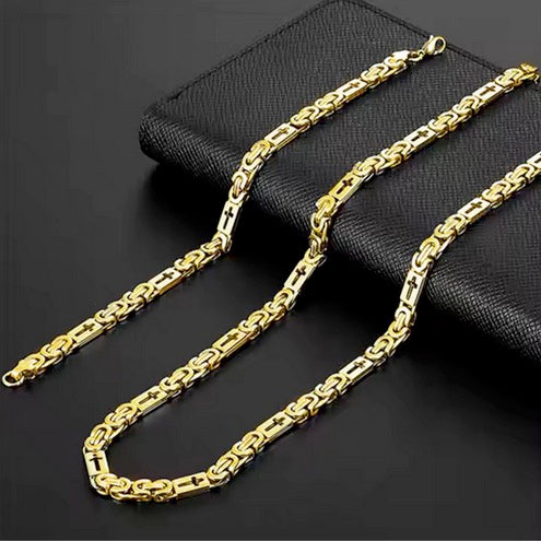 Gold Plated Stainless Steel Cross Chain And Bracelet Set - Durable And Hypoallergenic