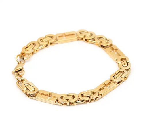 Gold Plated Stainless Steel Cross Chain And Bracelet Set - Durable And Hypoallergenic