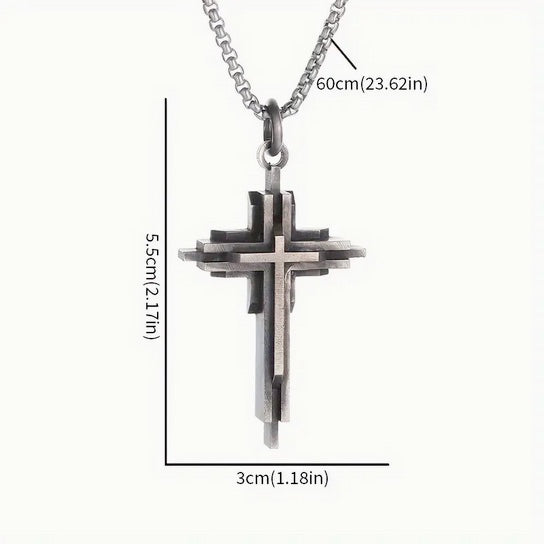 Three Layered Sophisticated Cross Necklace