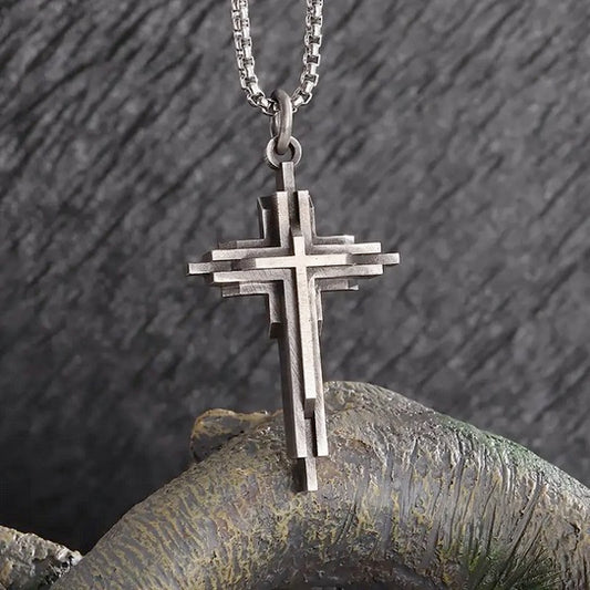 Three Layered Sophisticated Cross  Necklace