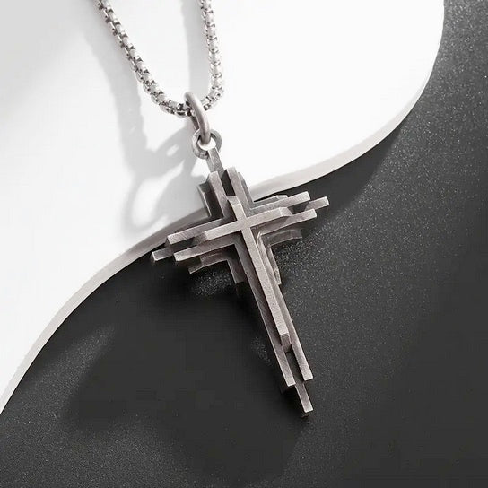 Three Layered Sophisticated Cross Necklace