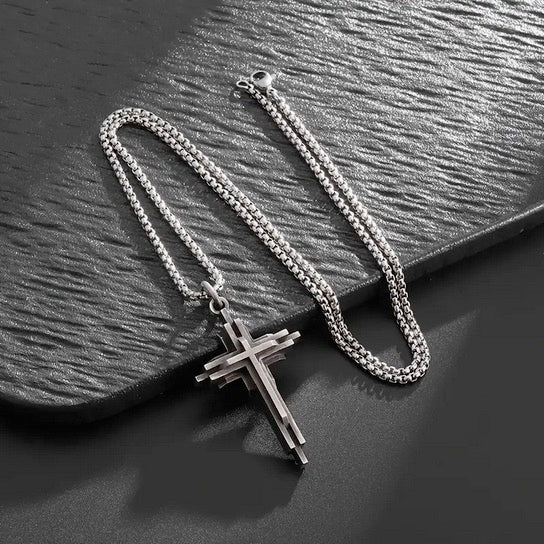 Three Layered Sophisticated Cross Necklace
