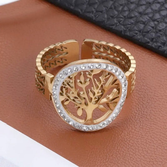 Elegant Stainless Steel Tree of Life Ring