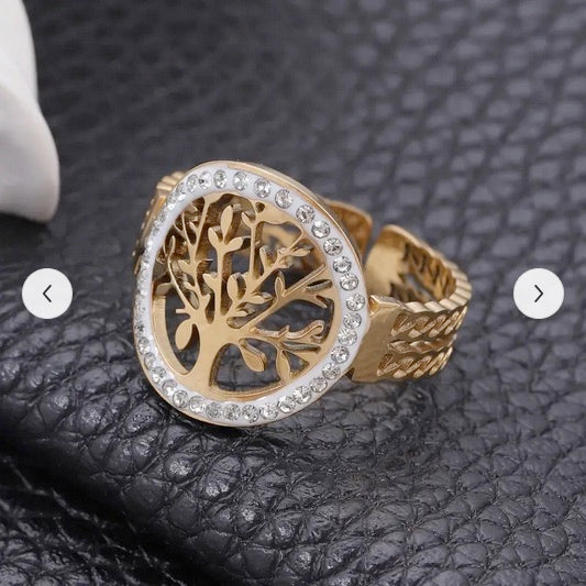 Elegant Stainless Steel Tree of Life Ring