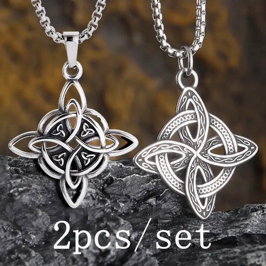 Two Piece Set - Trinity Cross Irish Knot Necklace