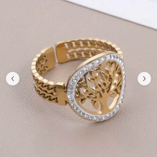 Elegant Stainless Steel Tree of Life Ring