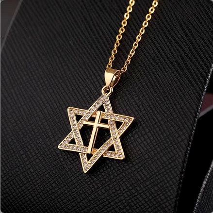Unity Star Of David Cross Cubic Zirconia Necklace