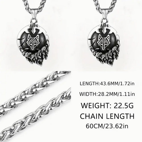Ancient Runes Wolf And Cross Spirit Necklace