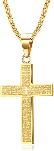 Lord's Prayer Stainless Steel Engraved Cross