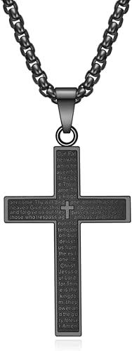 Lord's Prayer Stainless Steel Engraved Cross