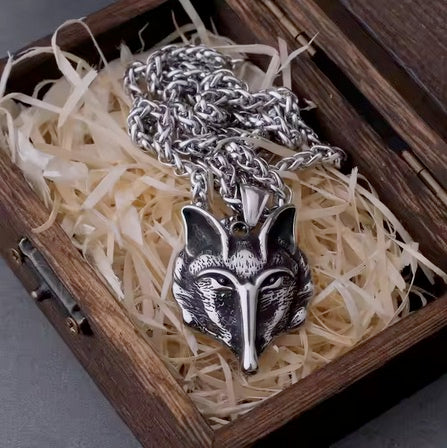 Viking Stainless Steel Fox Head Necklace