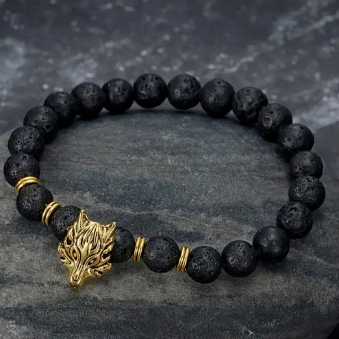 Save the Wolf Healing- Stress Relief Energy Stone Beaded Stretch Bracelet