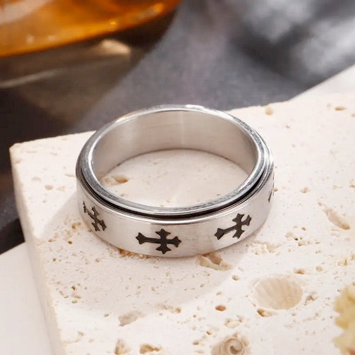 Stainless Steel Vintage Cross Ring