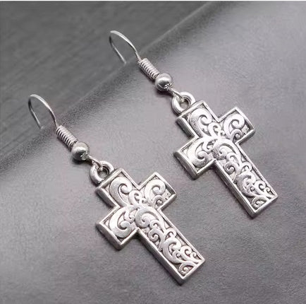Vintage Design Cross Earrings