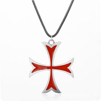 Vintage Knights Templar Iron Cross Pendant Necklace