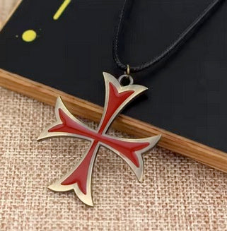 Vintage Knights Templar Iron Cross Pendant Necklace