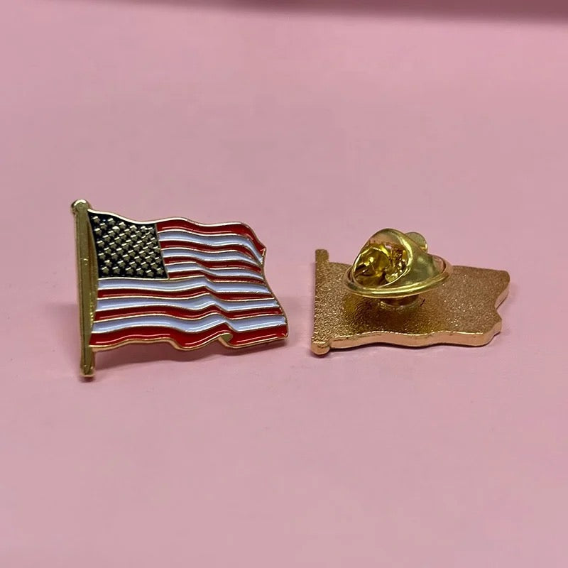 Waving American Flag Pin